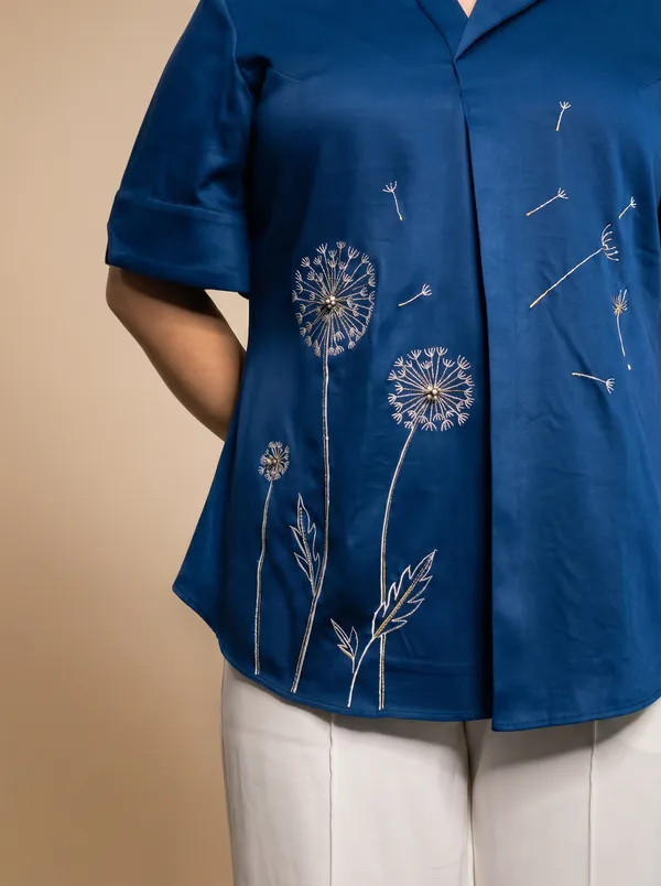 DANDALION_Blue_Premium_GIZA_Cotton_Shirt_For_Women