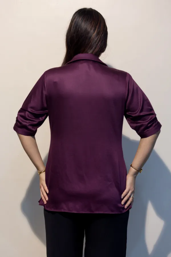 EURELLA_Wine_Giza_Cotton_Premium_&_Elegant_Shirt_For_Women