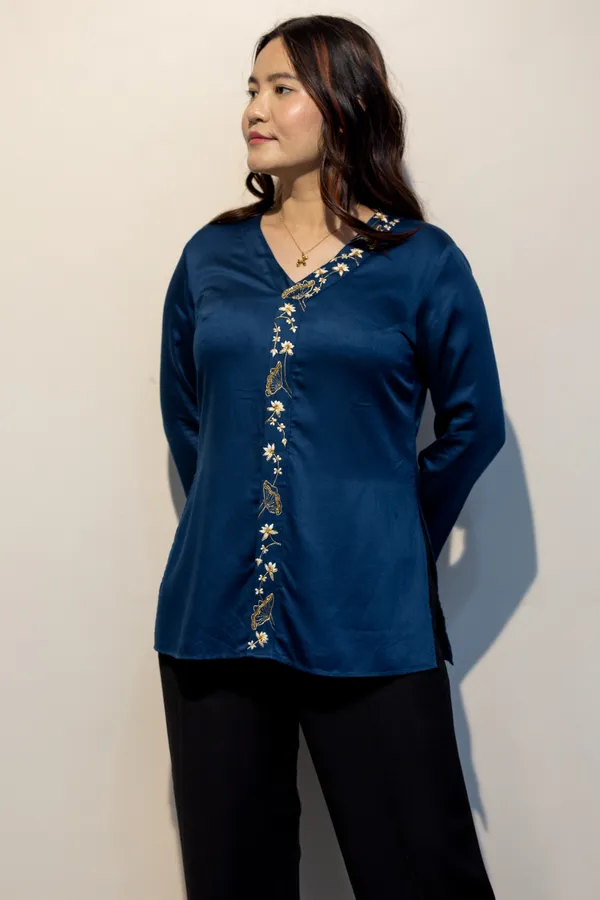PAMELA_Blue_Giza_Cotton_Premium_&_Elegant_Shirt_For_Women