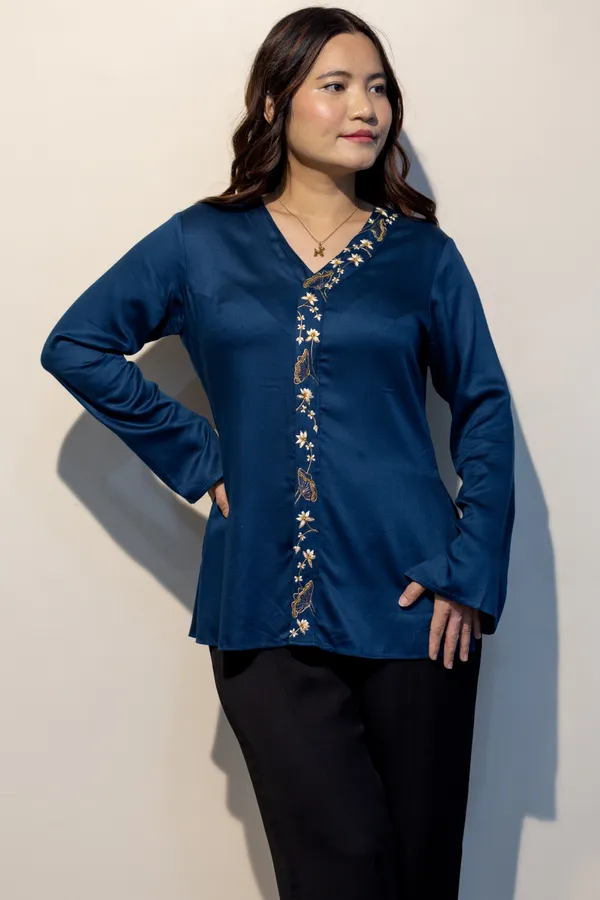 PAMELA_Blue_Giza_Cotton_Premium_&_Elegant_Shirt_For_Women