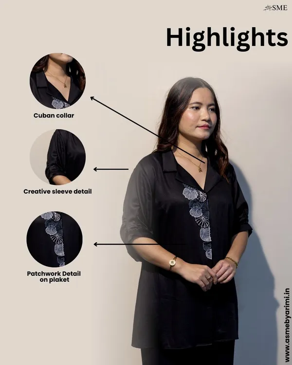 EURELLA_Black_Giza_Cotton_Premium_&_Elegant_Shirt_For_Women