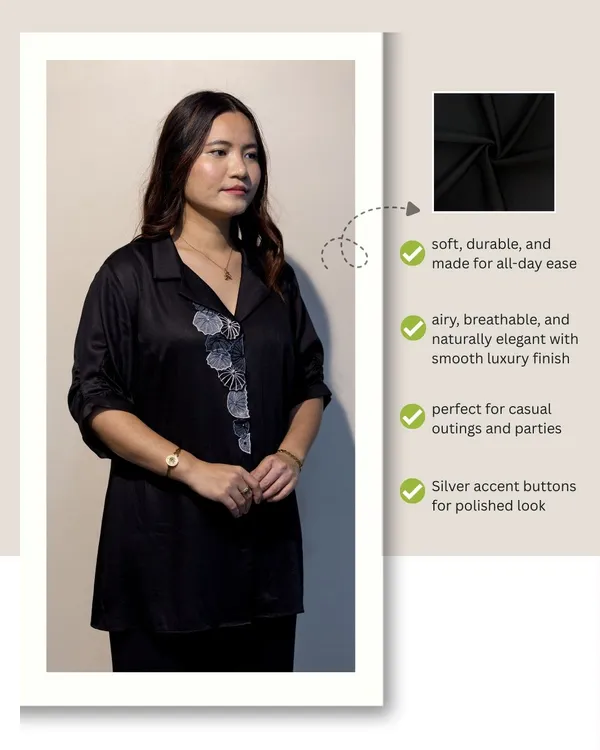 EURELLA_Black_Giza_Cotton_Premium_&_Elegant_Shirt_For_Women