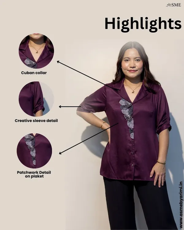 EURELLA_Wine_Giza_Cotton_Premium_&_Elegant_Shirt_For_Women