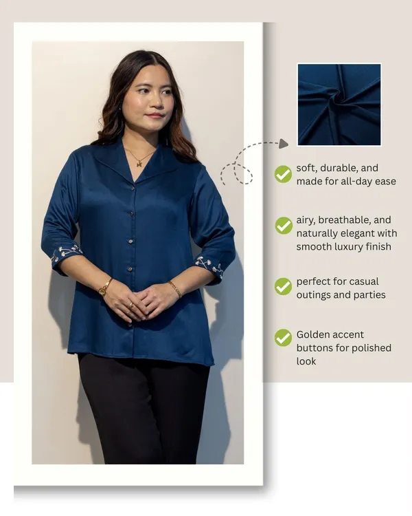 CLAIRE_Blue_Giza_Cotton_Premium_&_Elegant_Shirt_For_Women