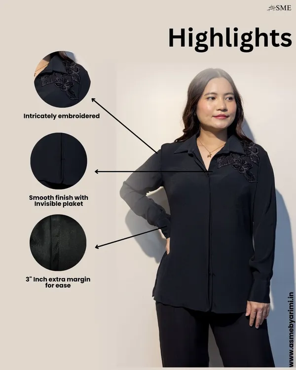 SHERYL_Black_Moss_Crepe_Premium_&_Elegant_Shirt_For_Women