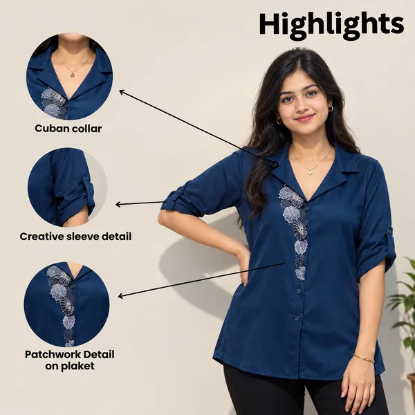 EURELLA_Blue_Giza_Cotton_Premium_&_Elegant_Shirt_For_Women