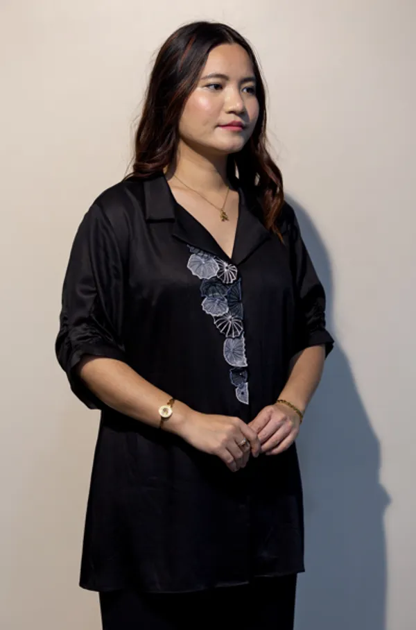 EURELLA_Black_Giza_Cotton_Premium_&_Elegant_Shirt_For_Women