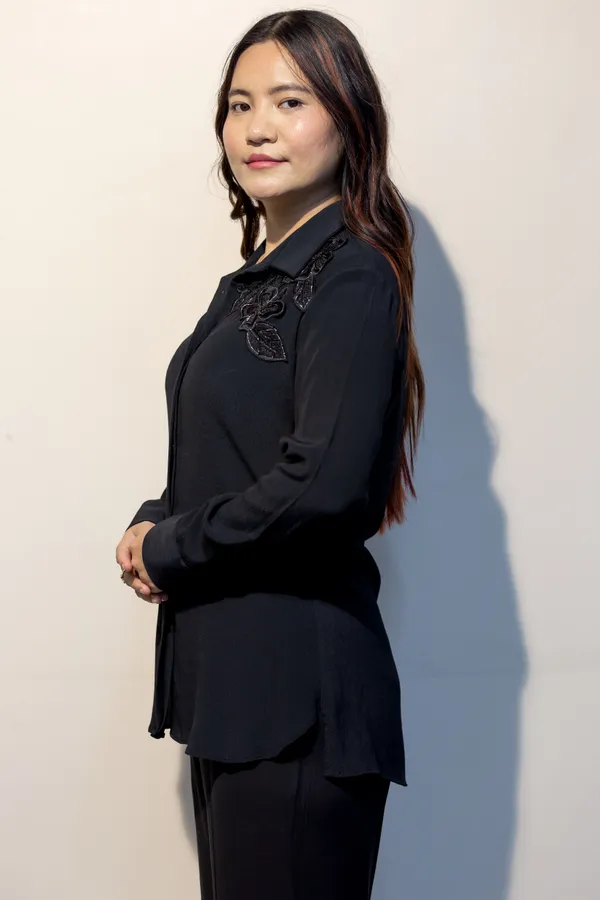 SHERYL_Black_Moss_Crepe_Premium_&_Elegant_Shirt_For_Women