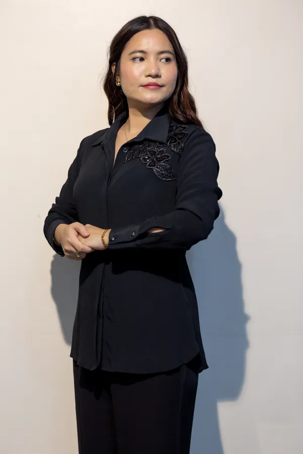 SHERYL_Black_Moss_Crepe_Premium_&_Elegant_Shirt_For_Women