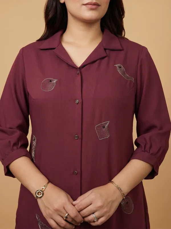 WINE_Crepe_Premium_&_Elegant_Shirt_For_Women