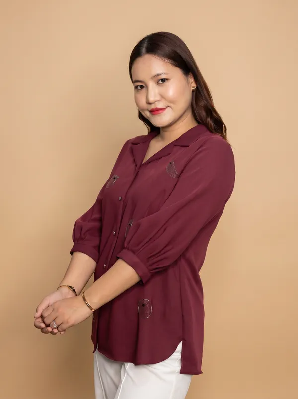 WINE_Crepe_Premium_&_Elegant_Shirt_For_Women