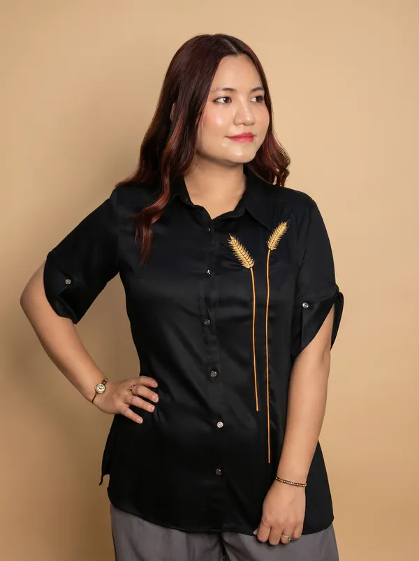 GRAIN_Black_Premium_Giza_Cotton_Elegant_Shirt_For_Women