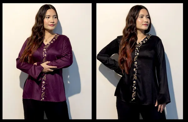 PAMELA_Black_&_Wine_Giza_Cotton_Premium_&_Elegant_Shirt_For_Women_(Pack_Of_2)