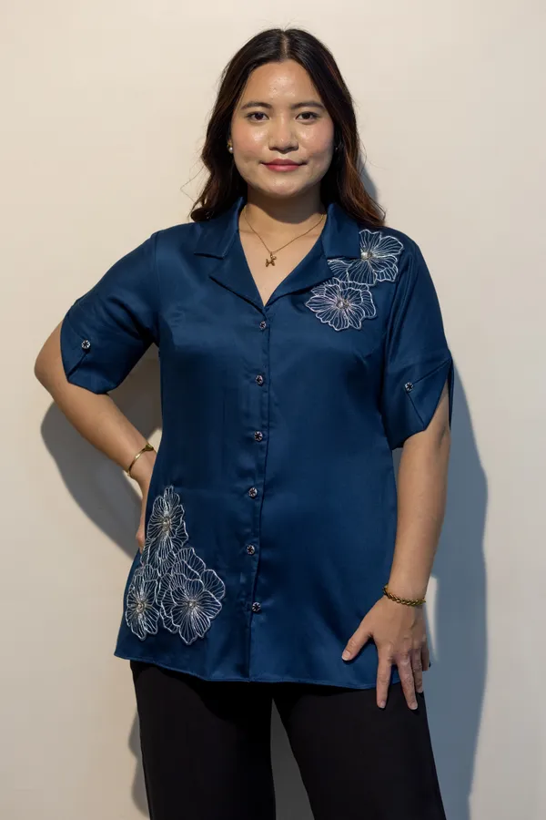 DAPHNE_Blue_Giza_Cotton_Premium_&_Elegant_Shirt_For_Women