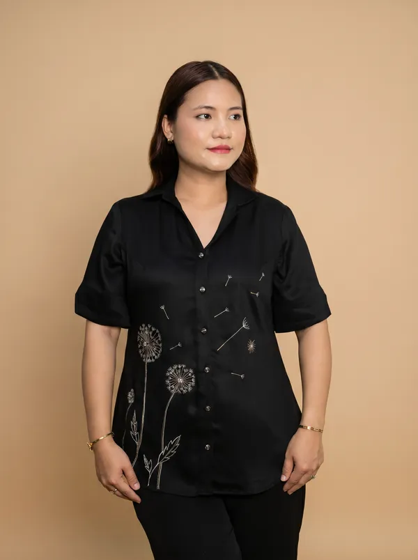 DANDALION_Black_Premium_GIZA_Cotton_Shirt_For_Women