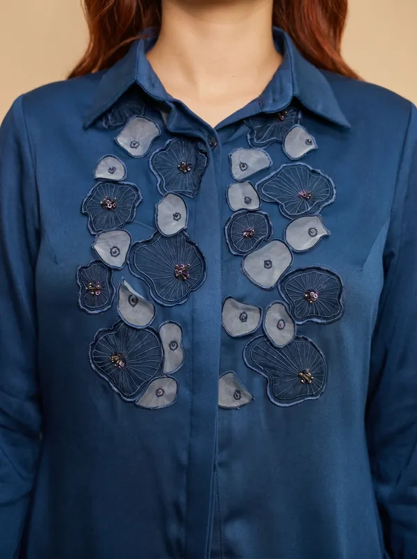 CELIO_Blue_Premium_Giza_Cotton_Elegant_Shirt_For_Women