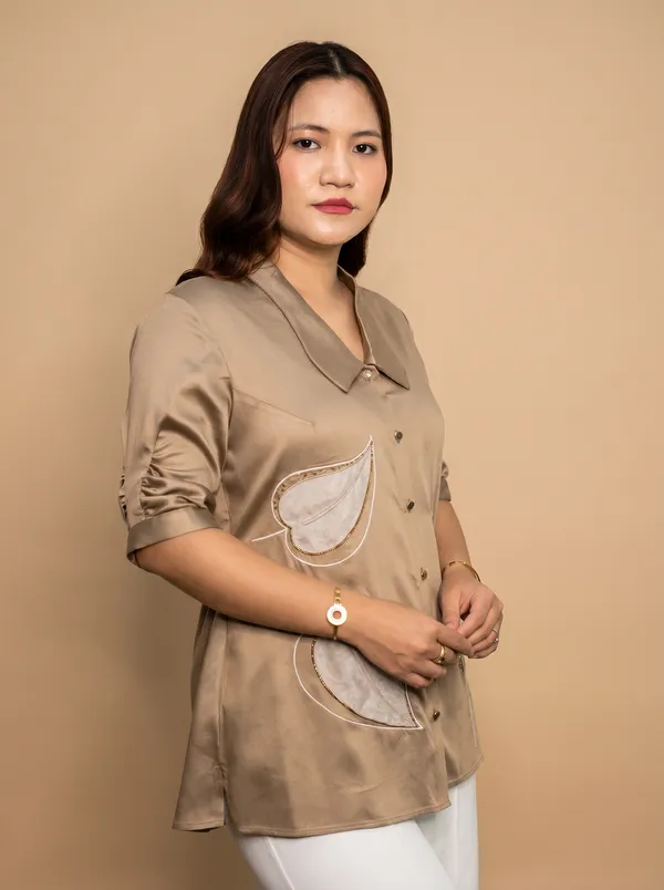 BEETLE_Beige_Premium_GIZA_Cotton_Shirt_For_Women