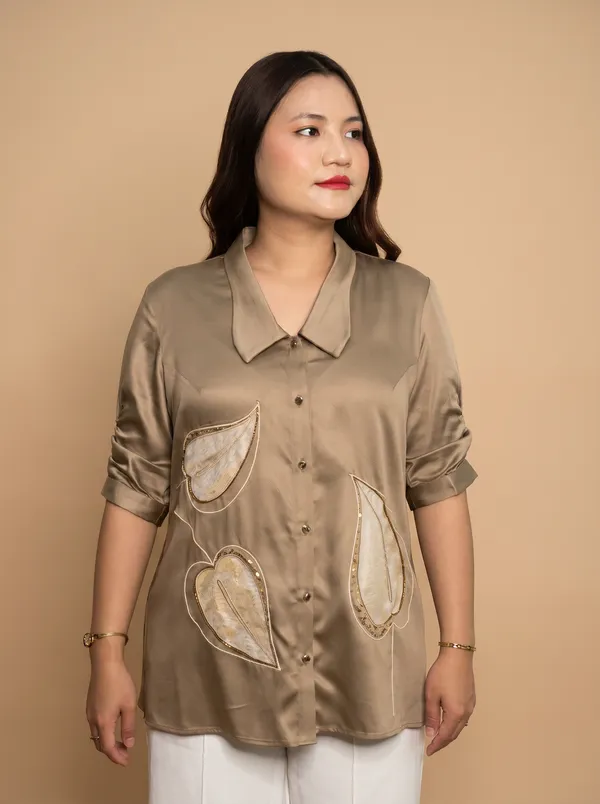 BEETLE_Beige_Premium_GIZA_Cotton_Shirt_For_Women
