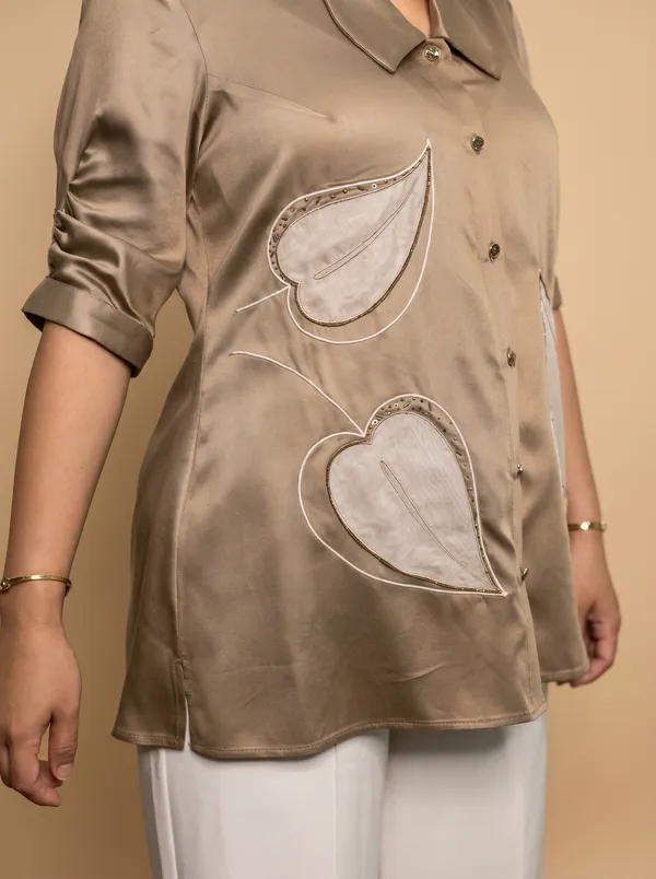 BEETLE_Beige_Premium_GIZA_Cotton_Shirt_For_Women