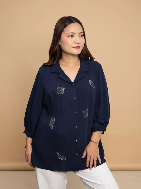 BLUE_Crepe_Premium_&_Elegant_Shirt_For_Women