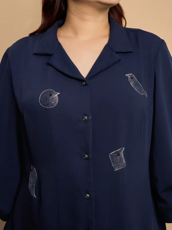 BLUE_Crepe_Premium_&_Elegant_Shirt_For_Women