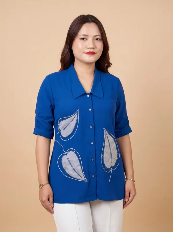 BEETLE_Royal_Blue_Premium_Georgette_Shirt_For_Women