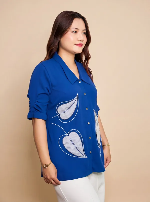 BEETLE_Royal_Blue_Premium_Georgette_Shirt_For_Women