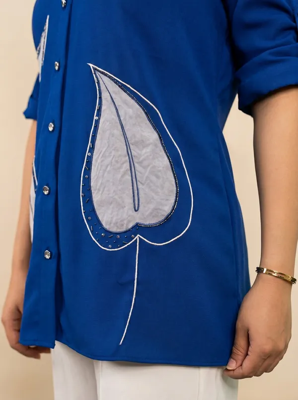 BEETLE_Royal_Blue_Premium_Georgette_Shirt_For_Women