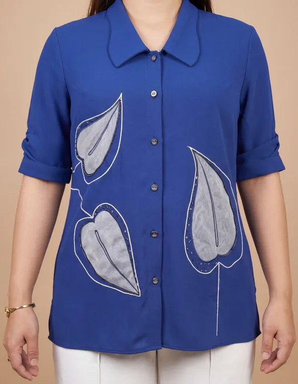 BEETLE_Royal_Blue_Premium_Georgette_Shirt_For_Women
