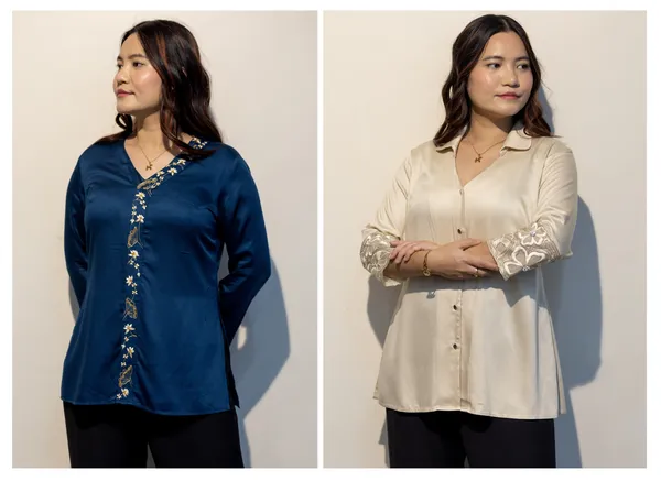 Pamela_BLUE_&_Erica_BEIGE_Giza_cotton_shirts_Combo