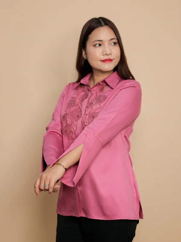 CELIO_Pink_Premium_Giza_Cotton_Elegant_Shirt_For_Women