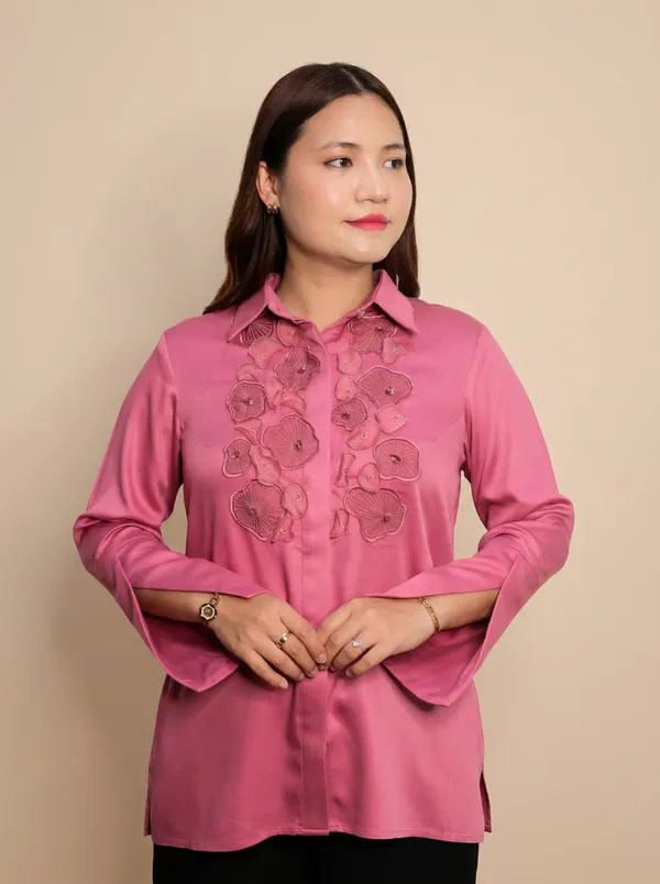 CELIO_Pink_Premium_Giza_Cotton_Elegant_Shirt_For_Women