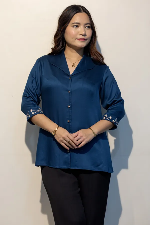 CLAIRE_Blue_Giza_Cotton_Premium_&_Elegant_Shirt_For_Women