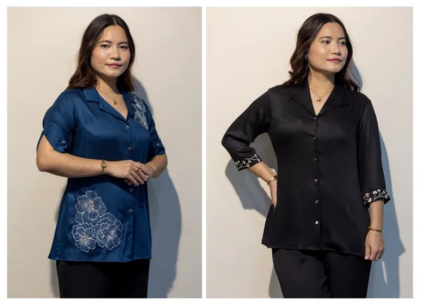 Daphne_BLUE_&_Claire_BLACK_Giza_cotton_shirts_Combo