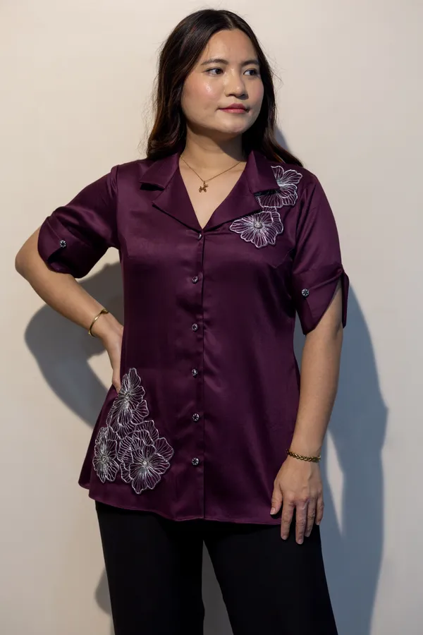 DAPHNE_Wine_Giza_Cotton_Premium_&_Elegant_Shirt_For_Women