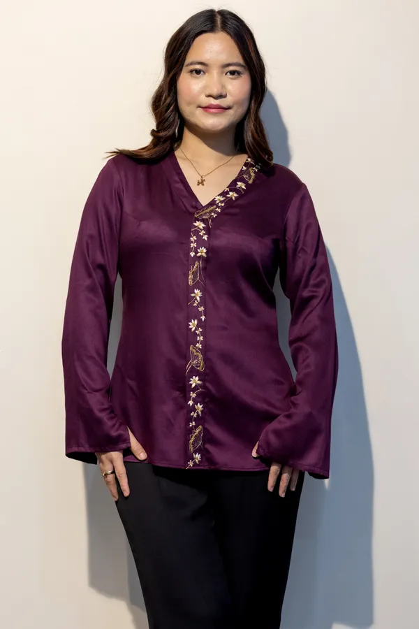 PAMELA_Black_&_Wine_Giza_Cotton_Premium_&_Elegant_Shirt_For_Women_(Pack_Of_2)