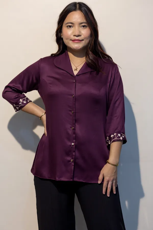 CLAIRE_Wine_Giza_Cotton_Premium_&_Elegant_Shirt_For_Women