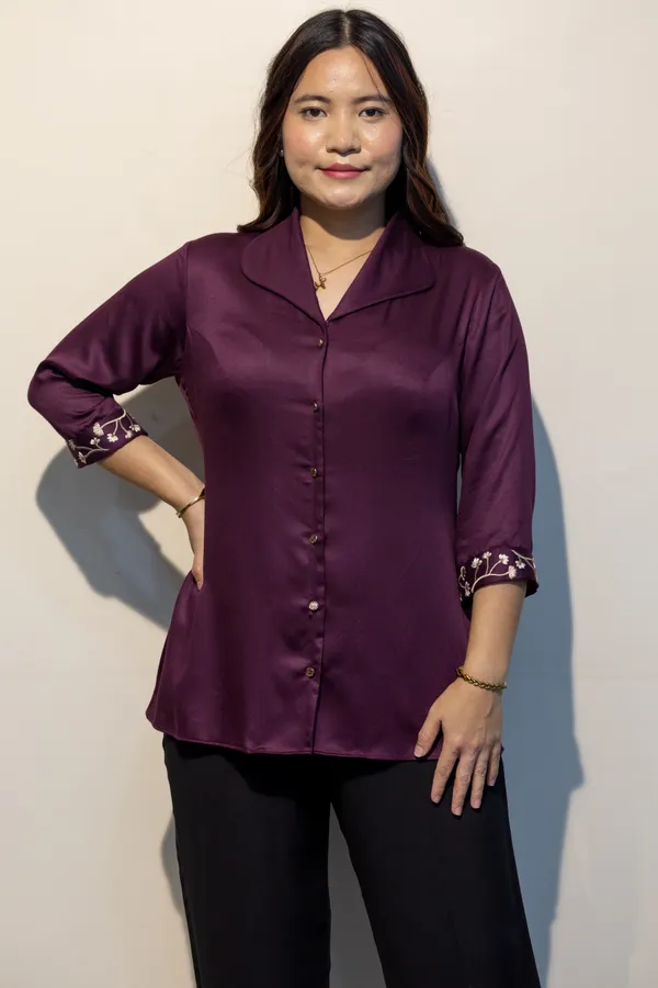 CLAIRE_Wine_Giza_Cotton_Premium_&_Elegant_Shirt_For_Women