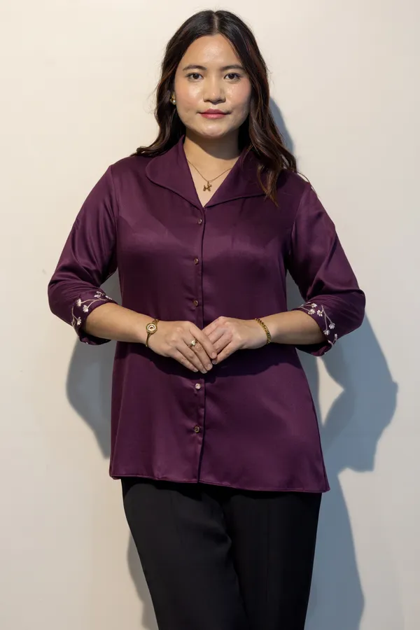 CLAIRE_Wine_Giza_Cotton_Premium_&_Elegant_Shirt_For_Women