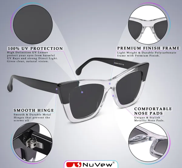 NuVew_Clear-Black_Cat-eye/Wayfarer_Sunglasses_-_NW16470