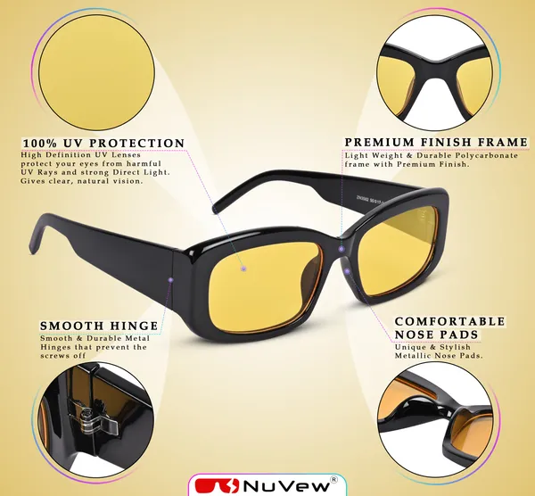 NuVew_Yellow_Rectangular_Sunglasses_-_NW16491