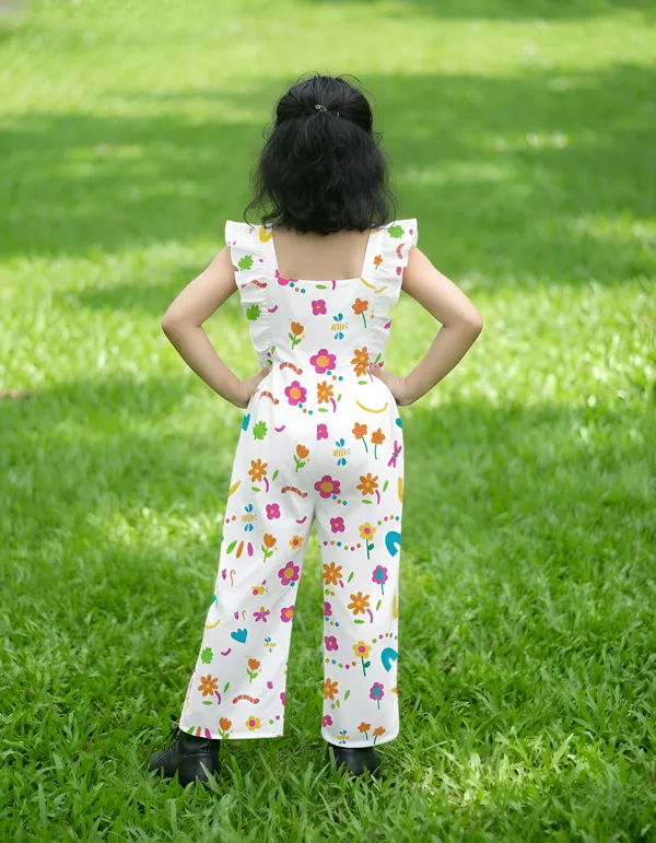 White_Cotton_Floral_Design_Jumpsuits_For_Kids