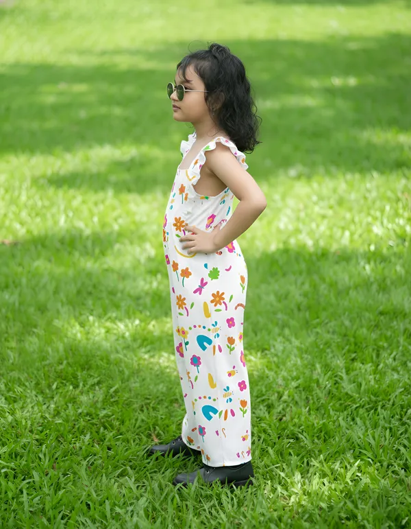 White_Cotton_Floral_Design_Jumpsuits_For_Kids