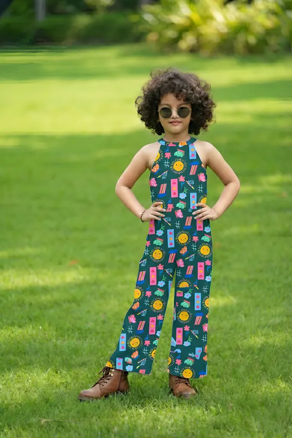 Green_Cotton_Sun_Design_Jumpsuits_For_Kids