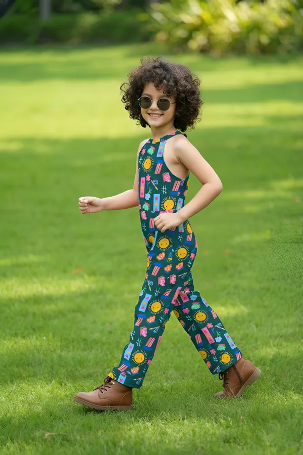 Green_Cotton_Sun_Design_Jumpsuits_For_Kids