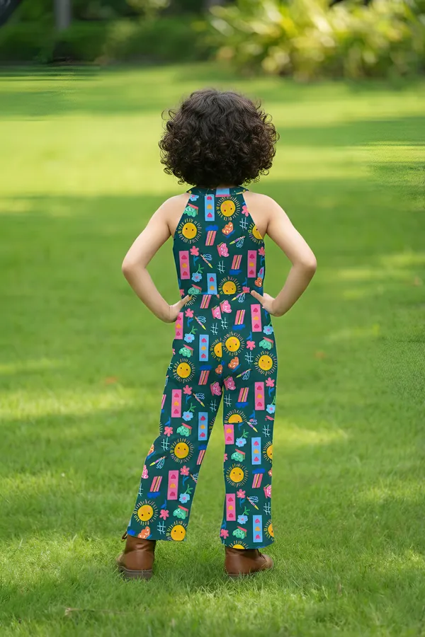 Green_Cotton_Sun_Design_Jumpsuits_For_Kids