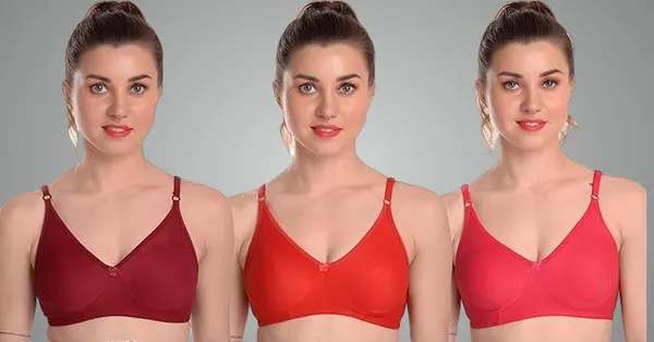 Pack_Of__3_-_Maroon,_Red_&_Pink_Cotton_Premium_&_Elegant_T-Shirt_Bra_For_Women