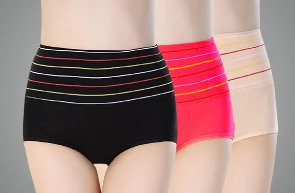 Pack_Of__3_-_Black,_Red_&_Cream_Cotton_Tummy_Supporter_Panty_For_Women