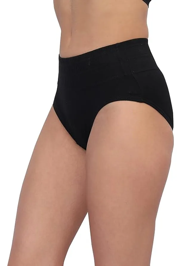 Pack_Of__3_-_Black_&_Pink_&_Maroon_Cotton_Blend_Premium_&_Elegant_Solid_Regular_Tummy_Suporter_Panty_For_Women.