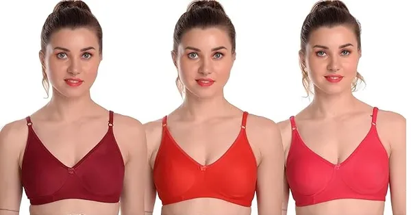 Pack_Of__3_-_Maroon,_Red_&_Pink_Cotton_Premium_&_Elegant_T-Shirt_Bra_For_Women